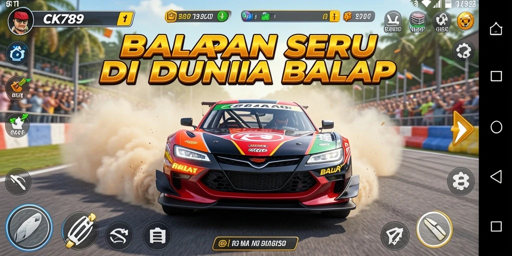 Screenshot gameplay CK789 menampilkan aksi balapan seru dan mendebarkan.