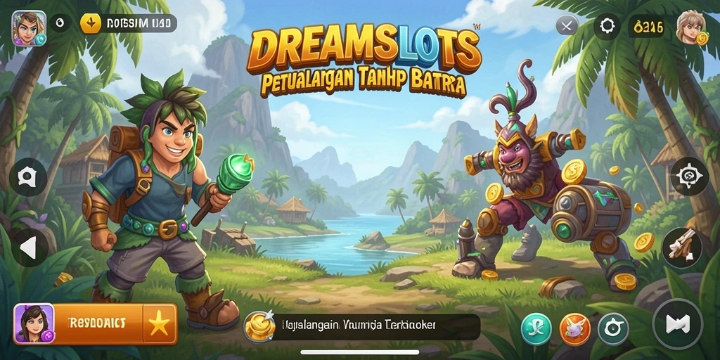 Tampak luar permainan DREAMSLOTS dengan elemen desain Open World yang menakjubkan.