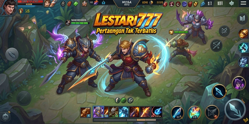 Tampilan seru gameplay LESTARI777 dengan pertarungan tim yang intens.
