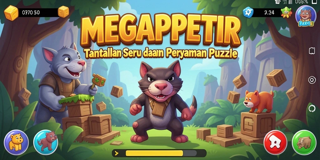 Tangkapan layar gameplay MEGAPETIR menampilkan tantangan Puzzle yang seru.