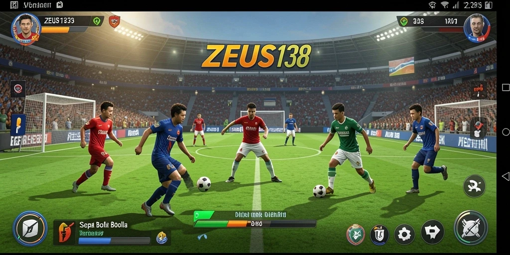 Tangkapan layar ZEUS138 menampilkan aksi seru dalam permainan sepak bola.