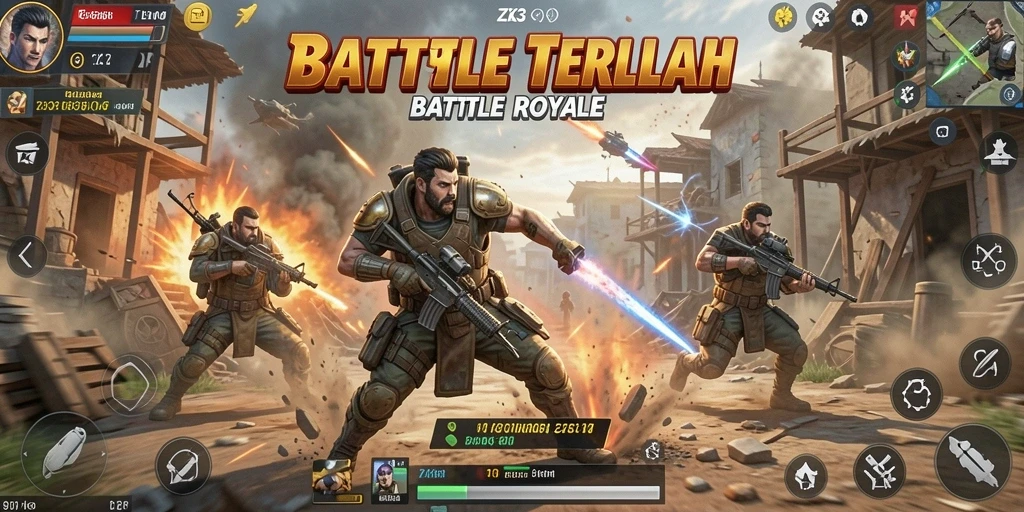 Gameplay ZK3 yang mendebarkan dalam arena Battle Royale.